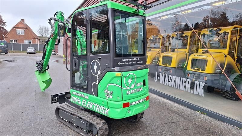 2026 Mole M20EL mini excavator, rear three-quarter view