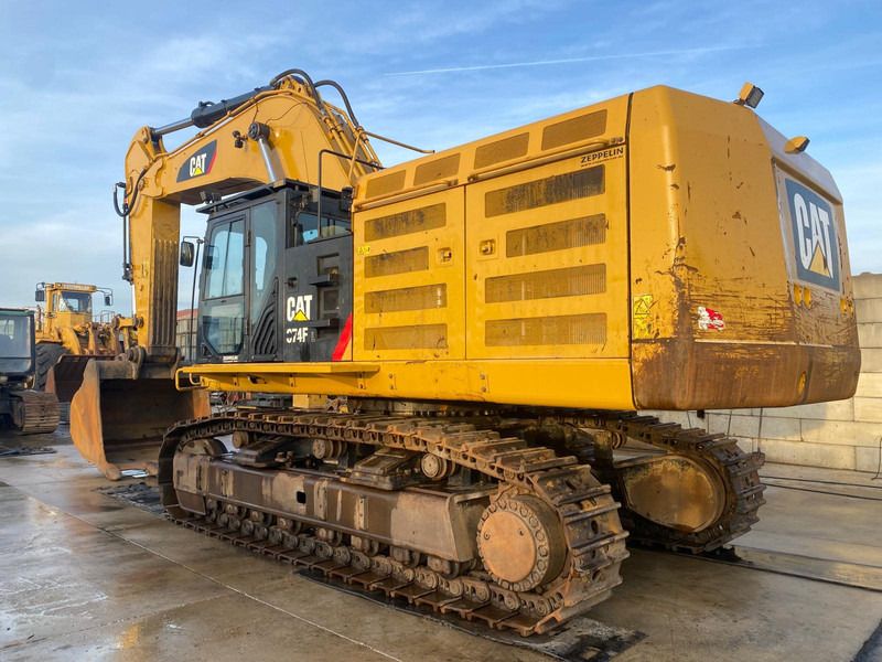 2018 Caterpillar 374FL crawler excavator, rear three-quarter view