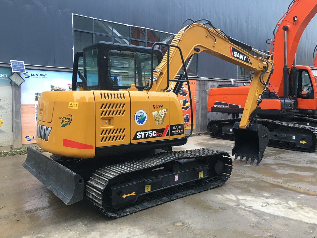 2023 Sany SY75C Pro crawler excavator, rear three-quarter view