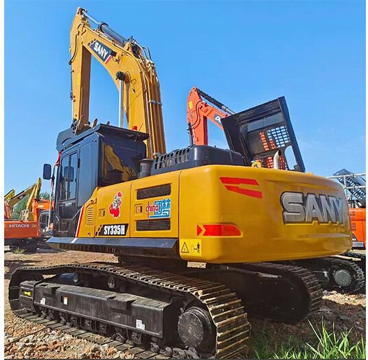 2026 Sany SY335H crawler excavator, rear three-quarter view
