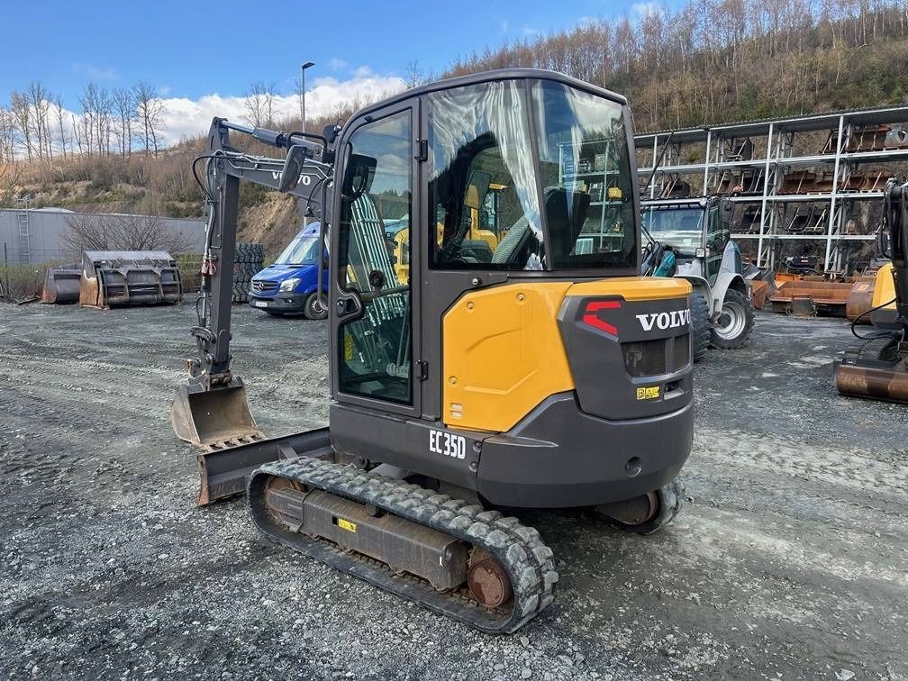 2022 Volvo EC35D mini excavator, rear three-quarter view