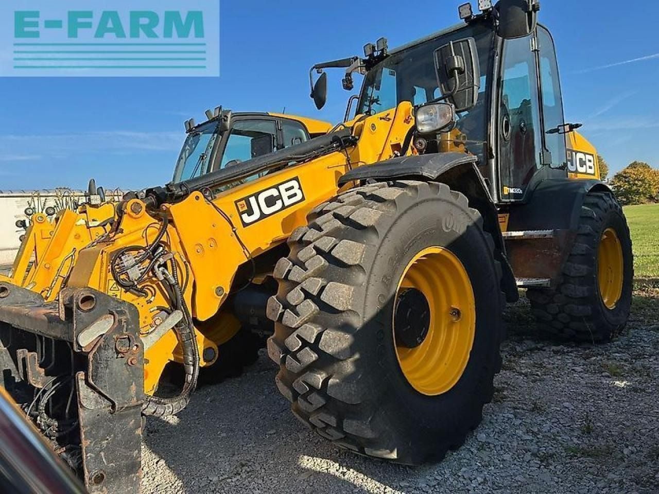 2019 JCB TM320S telescopic wheel loader, front three-quarter view 2019 JCB TM320S telescopic wheel loader, front three-quarter view