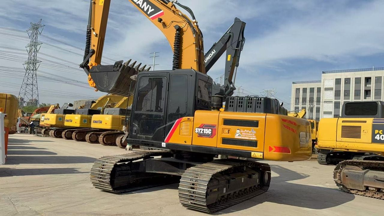 2018 Sany SY215C crawler excavator, rear three-quarter view