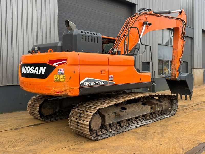 2022 Doosan DX225LC-7 crawler excavator, rear three-quarter view