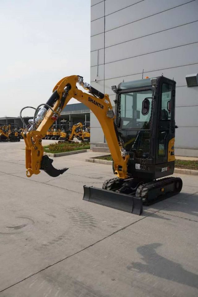 2026 Shantui SE18SR mini excavator, front three-quarter view