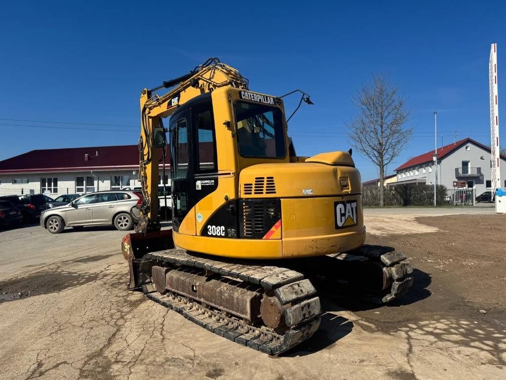 2008 Caterpillar 308C mini excavator, rear three-quarter view