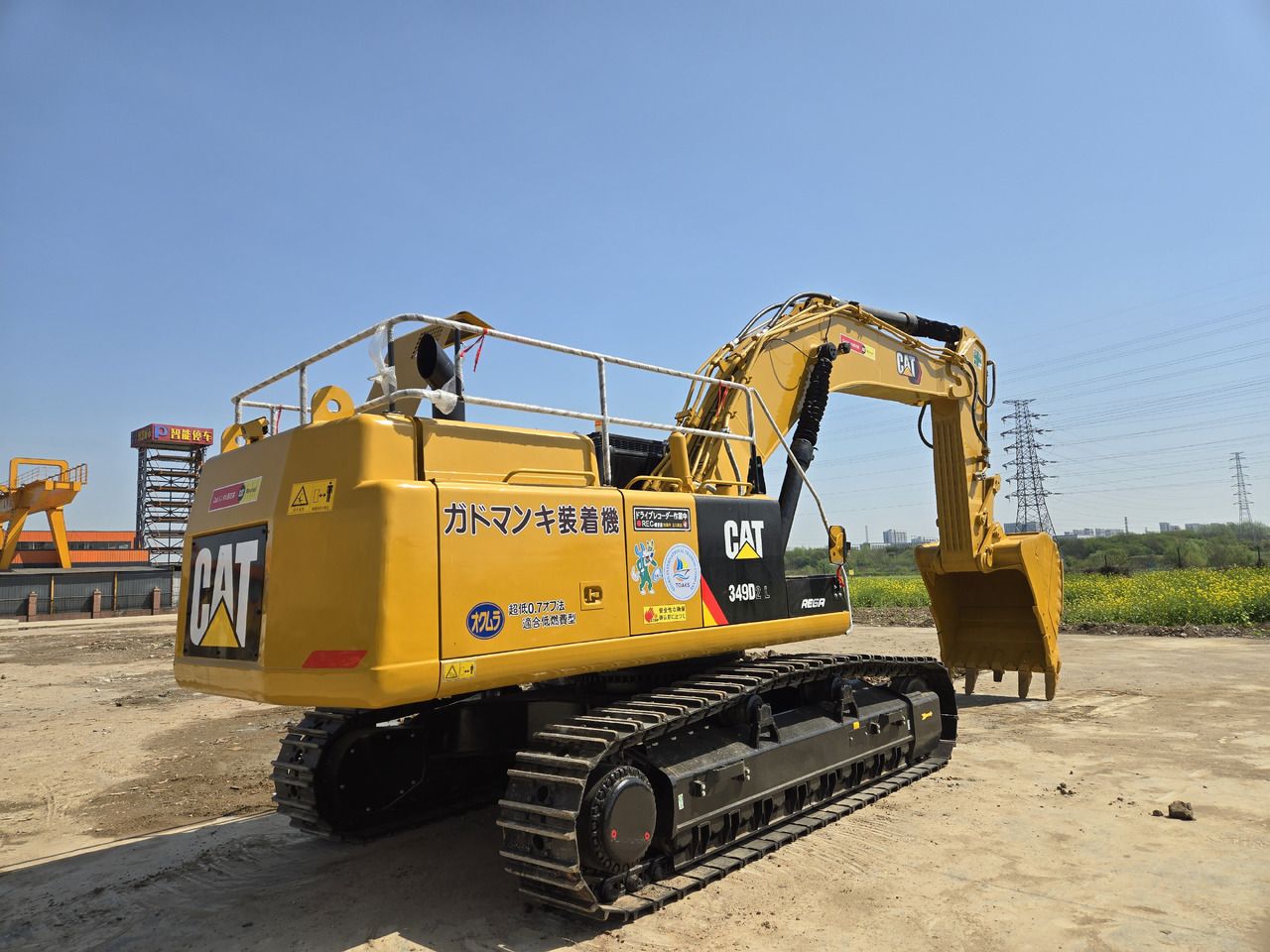 2023 Caterpillar 349D L crawler excavator, rear three-quarter view
