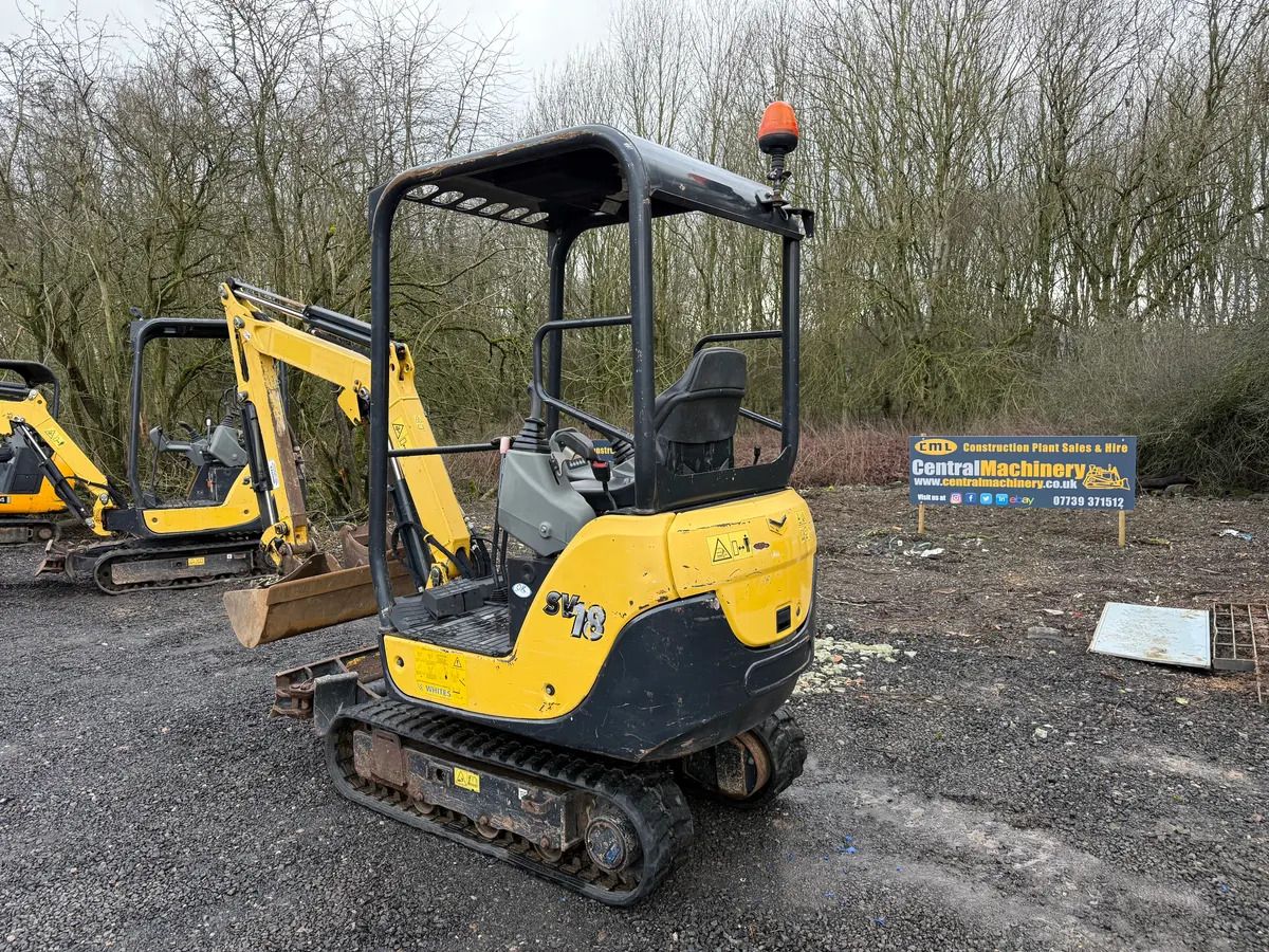 2019 Yanmar SV18 mini excavator rear three-quarter view