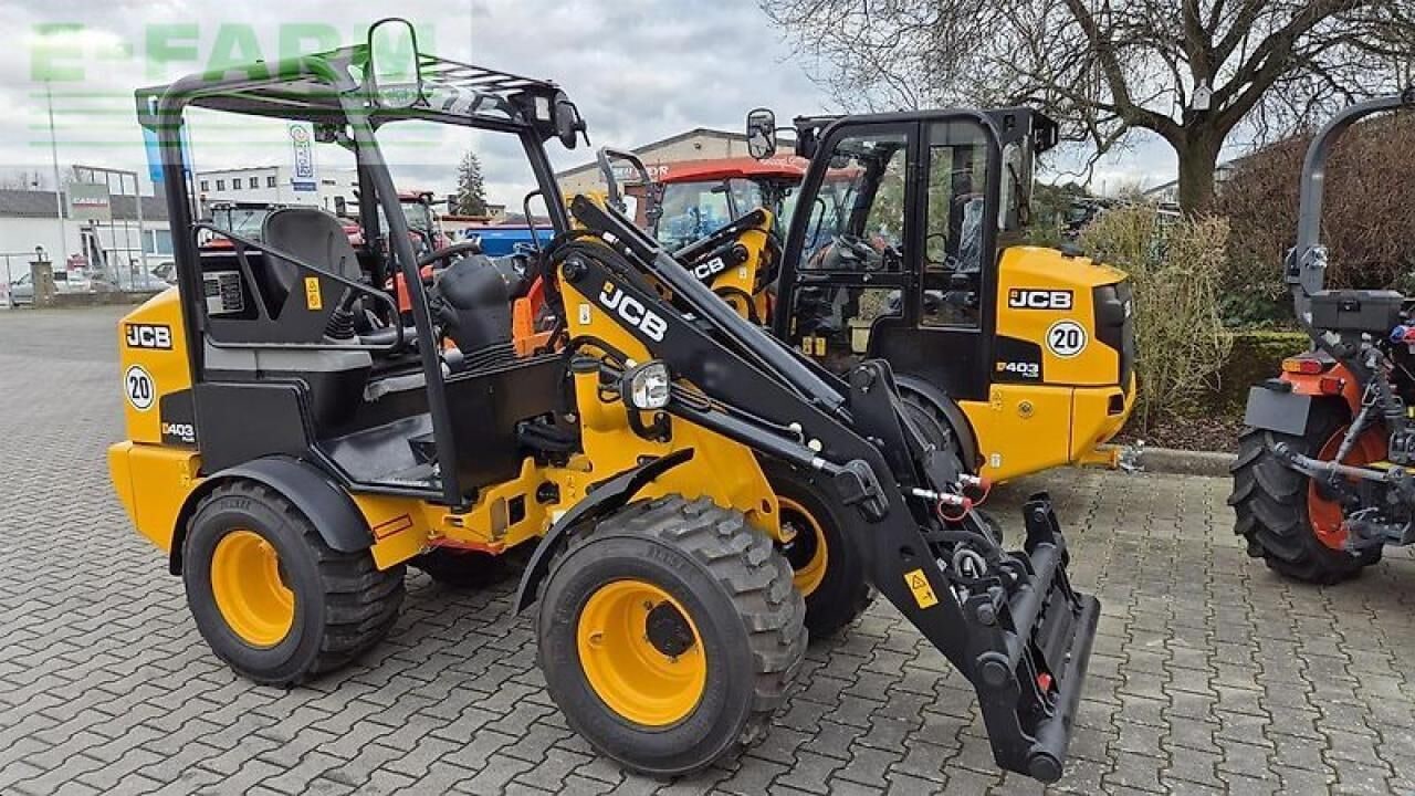 2025 JCB 403 AGRI mini excavator, front three-quarter view 2025 JCB 403 AGRI mini excavator, front three-quarter view