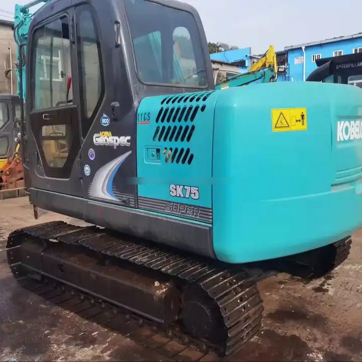 2022 Kobelco SK75-8 mini excavator, rear three-quarter view