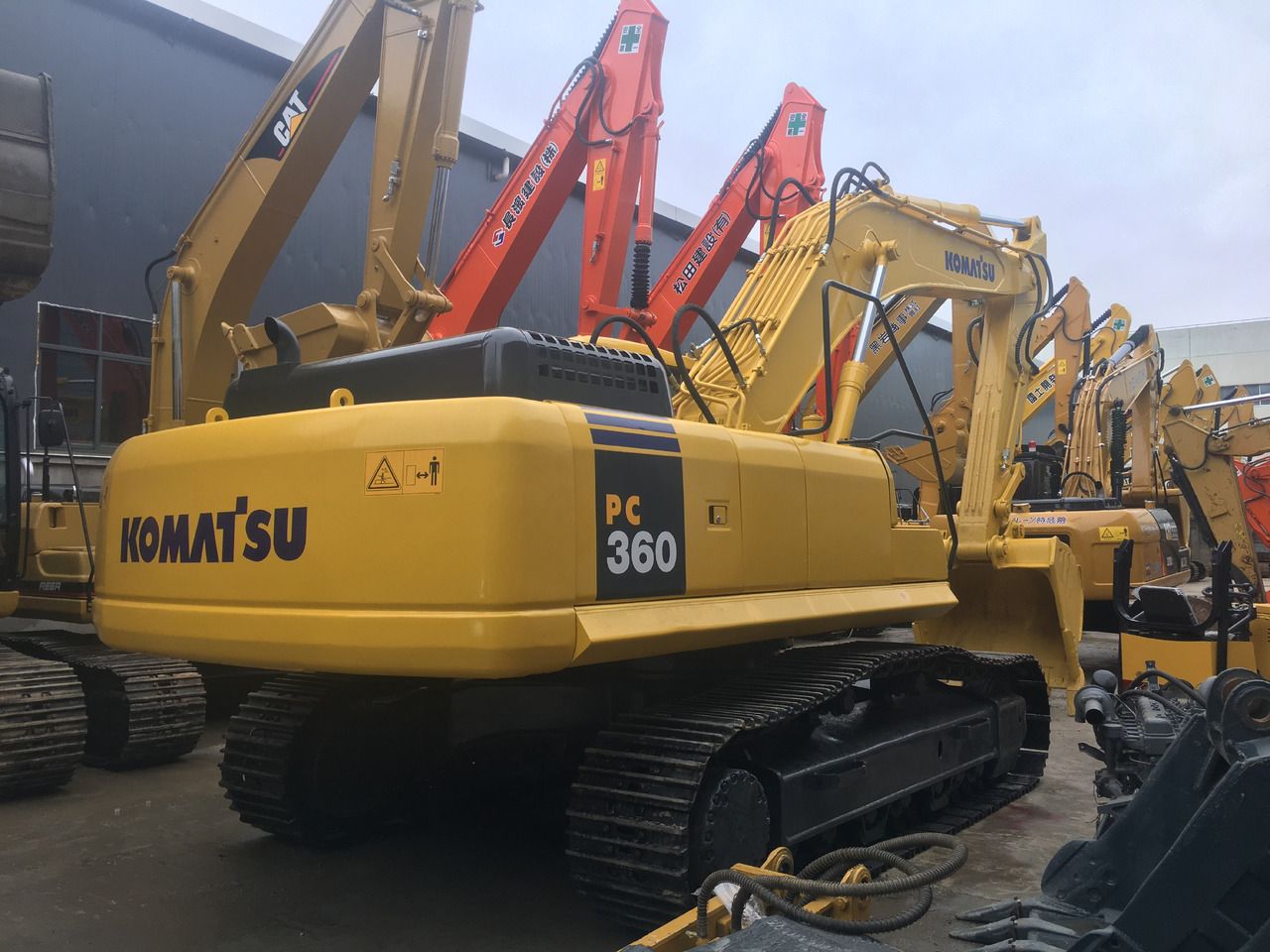 2021 Komatsu PC360 crawler excavator, rear three-quarter view