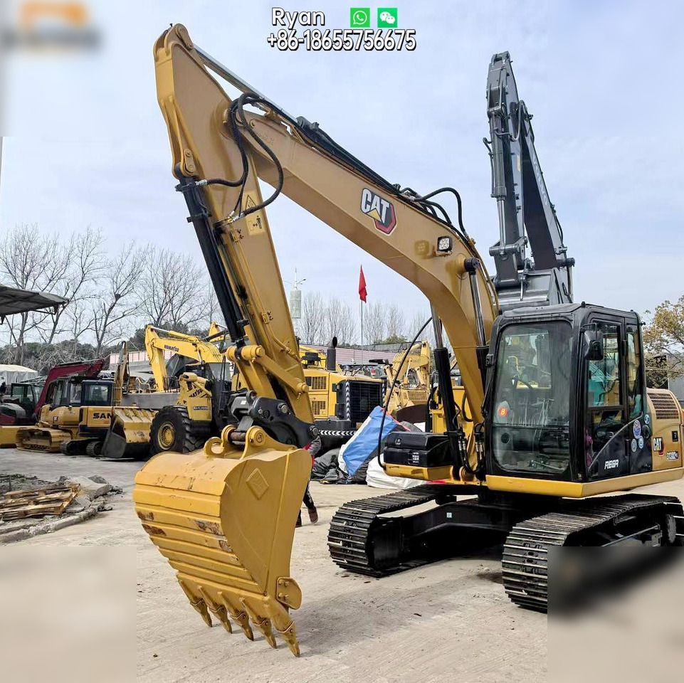 2022 Caterpillar 313D2 GC crawler excavator, front three-quarter view
