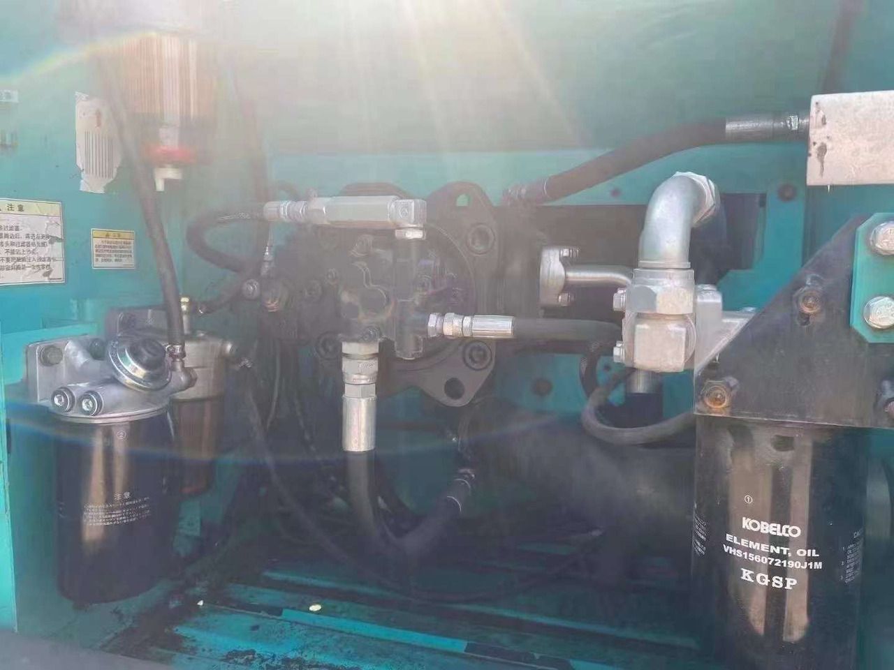 2021 Kobelco SK210D engine compartment view