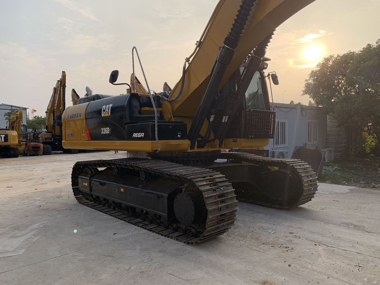 2022 Caterpillar 336D2 crawler excavator, rear three-quarter view