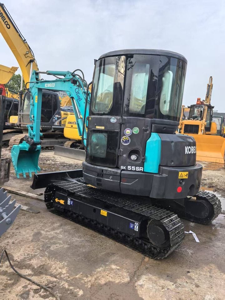 2022 Kobelco SK55SR mini excavator, rear three-quarter view 2022 Kobelco SK55SR mini excavator, rear three-quarter view