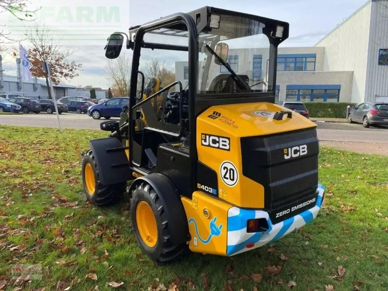 2023 JCB 403 E AGRI mini excavator, rear three-quarter view 2023 JCB 403 E AGRI mini excavator, rear three-quarter view