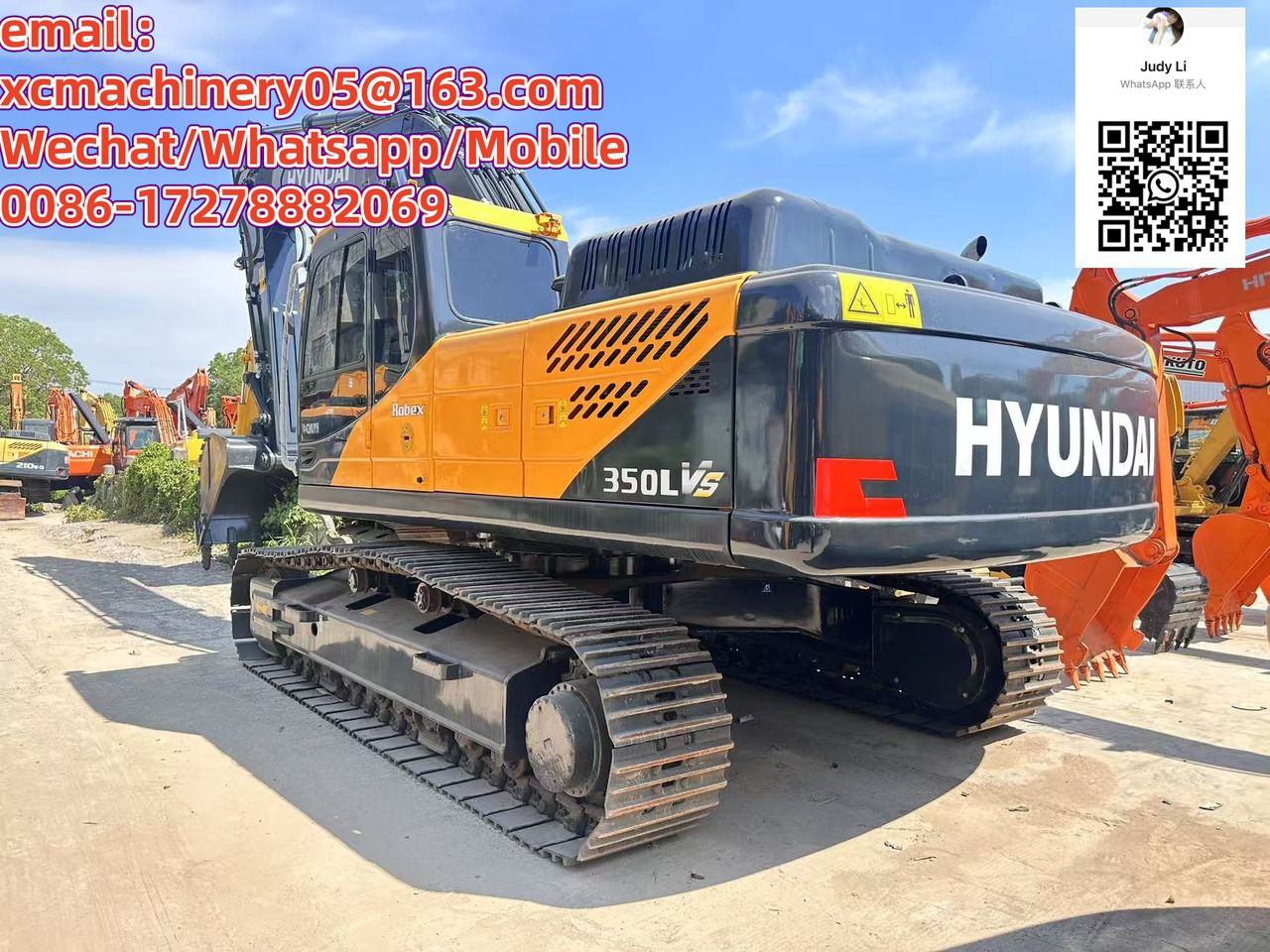 2022 Hyundai 350LC-9 excavator, rear three-quarter view 2022 Hyundai 350LC-9 excavator, rear three-quarter view