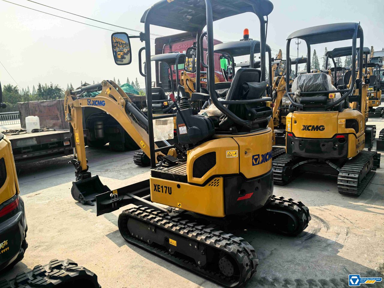 2022 XCMG XE17U Crawler Excavator showing the operator station with a black seat and control levers
