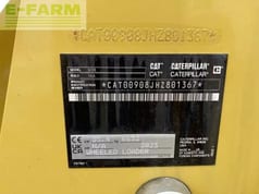 2023 Caterpillar 908 Mini Excavator product identification number plate showing model 908 and build year 2023.