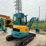 2021 Kubota U35 mini excavator, rear three-quarter view