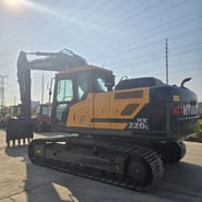 2026 Hyundai HX220L crawler excavator, rear three-quarter view
