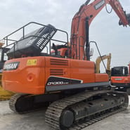 2021 Doosan DX300LC-9C crawler excavator, rear three-quarter view