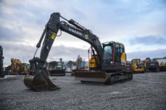 2023 Volvo ECR145EL crawler excavator, front three-quarter view 2023 Volvo ECR145EL crawler excavator, front three-quarter view
