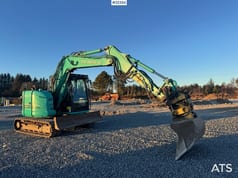 2016 Kobelco SK75SR-3E crawler excavator, side profile view