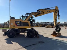 2019 Caterpillar M315F wheel excavator, side profile view