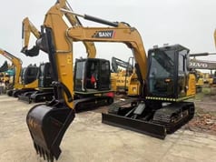 2024 Sany SY75C mini excavator, front three-quarter view