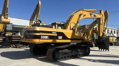 2020 Caterpillar 330BL crawler excavator, rear three-quarter view