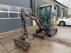 2017 Volvo EC18D mini excavator, front three-quarter view