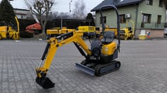 2019 Yanmar SV08– 1A(S) mini excavator, front three-quarter view