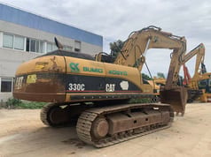 2017 Caterpillar 330C crawler excavator, rear three-quarter view