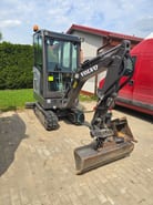 2021 Volvo EC18E mini excavator, front three-quarter view