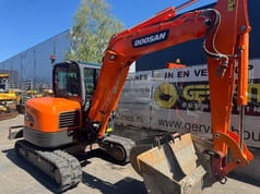 2019 Doosan DX63-3 crawler excavator, rear three-quarter view