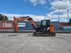 2023 Hitachi ZX85USBR-6 2PB mini excavator, side profile view