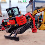 Hitachi ZX55USR-5A mini excavator, front three-quarter view