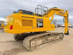 2017 Komatsu PC360LC-10 crawler excavator, rear three-quarter view