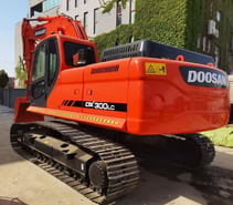 2023 Doosan DX300LC crawler excavator, rear three-quarter view