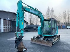 2014 Kobelco SK75SR-3E mini excavator, front-side view