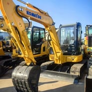 2020 Komatsu PC55MR-5 mini excavator, front three-quarter view