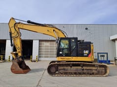 2016 Caterpillar 335F LCR crawler excavator, side profile view