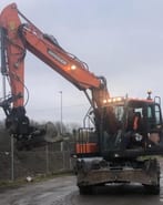 2019 Doosan DX140W-5 wheel excavator, front view