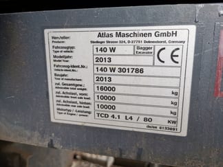 2013 Atlas 140 W Wheel Excavator