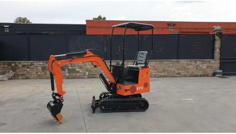 2026 JPC KV12 mini excavator, front three-quarter view