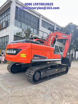 2022 Doosan DX225LCA crawler excavator, rear three-quarter view 2022 Doosan DX225LCA crawler excavator, rear three-quarter view
