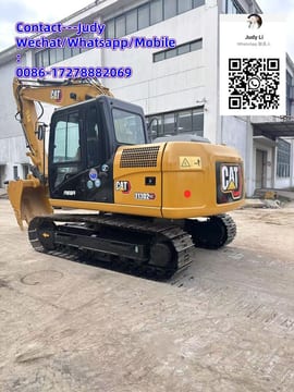 2023 Caterpillar 313D2 GC crawler excavator, rear three-quarter view