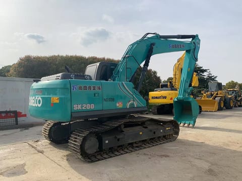 2023 Kobelco SK200-8 crawler excavator, rear three-quarter view