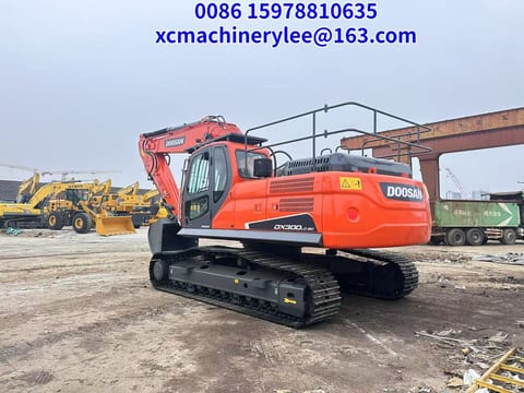 2023 Doosan DX300LC-9C crawler excavator, rear three-quarter view